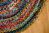 Close-up of braided chindi rug texture