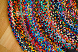 Rainbow round rug in a kitchen setting