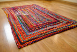 Multicolour rag rug corner detail