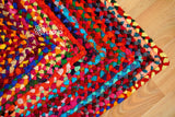 Close-up of chindi rag rug fabric texture
