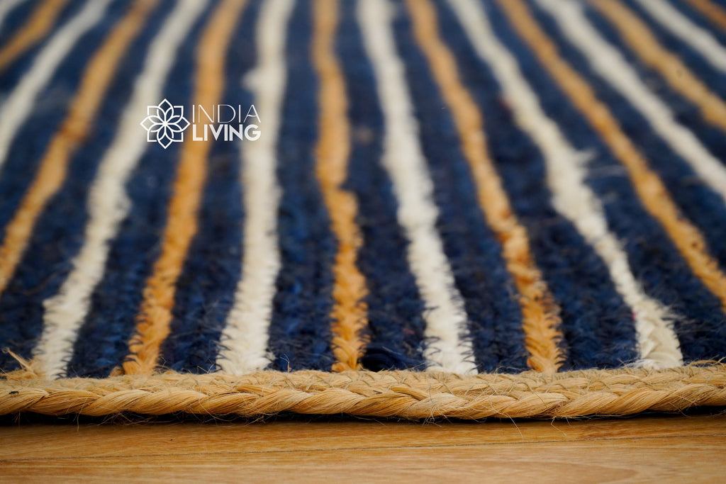 Blue Jute Braided Area Rug - Handcrafted Sustainable Home Decor for Any Room/Eco friendly Rug/Coastal Rug 3X5 4x6 5x8 6x9 8x10 9x12