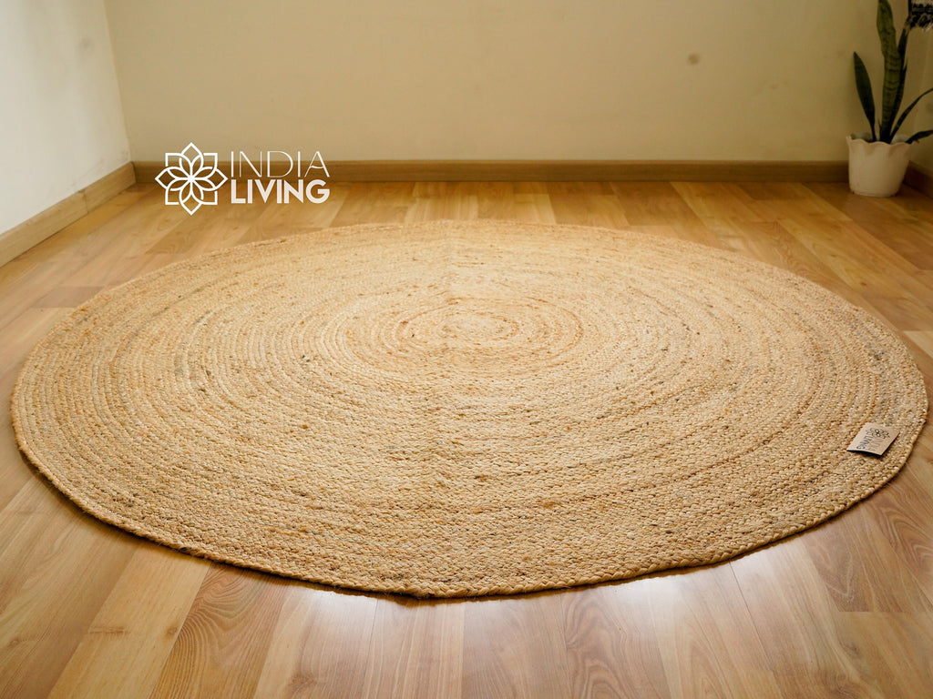 Round Jute Mat | Natural Jute Braided Round Rug for Living Room, Bedroom and Entryway | Sustainable and Eco-Friendly Home Decor