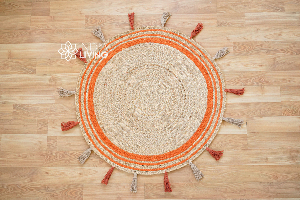 Orange jute mat texture close-up