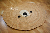 Close-up of jute weave texture on teddy bear rug