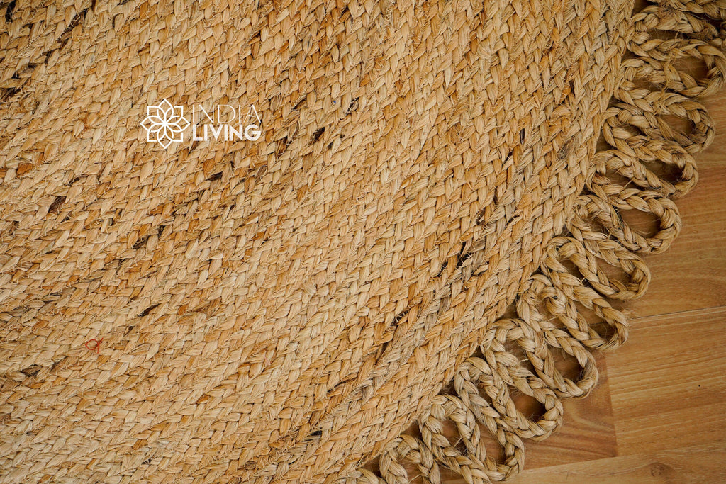 Natural Hula Loop Jute Mat - Sustainable Home Decor for Living Room, Bedroom or Entryway - Rustic Look and Feel