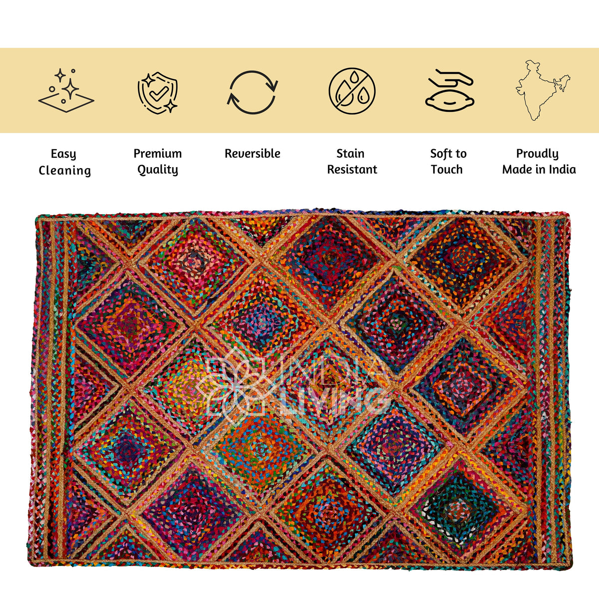 Rag rug shown in 3x5 ready-to-ship size