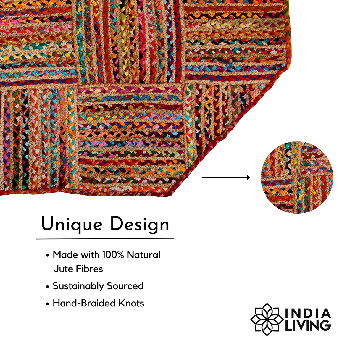 Chindi rug corner detail showing colours