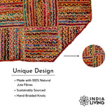 Chindi rug corner detail showing colours
