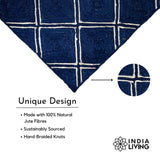 Navy jute rug full size overhead view