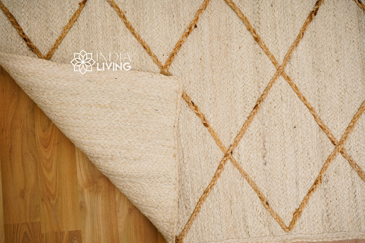 White jute rug in entryway setting