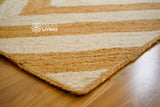 Natural white jute rug texture close-up