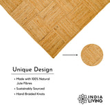 Jute area rug under natural light