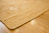 Close-up of braided jute rug texture