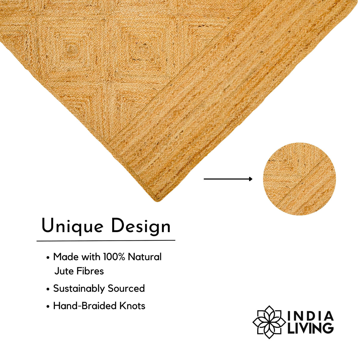 Jute braided rug styled in living room