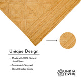 Jute braided rug styled in living room