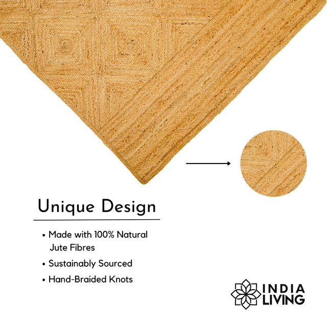 Jute braided rug styled in living room