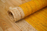 Close-up of hand-braided jute rug texture