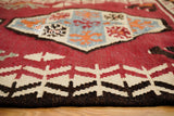 Red kilim rug texture close-up