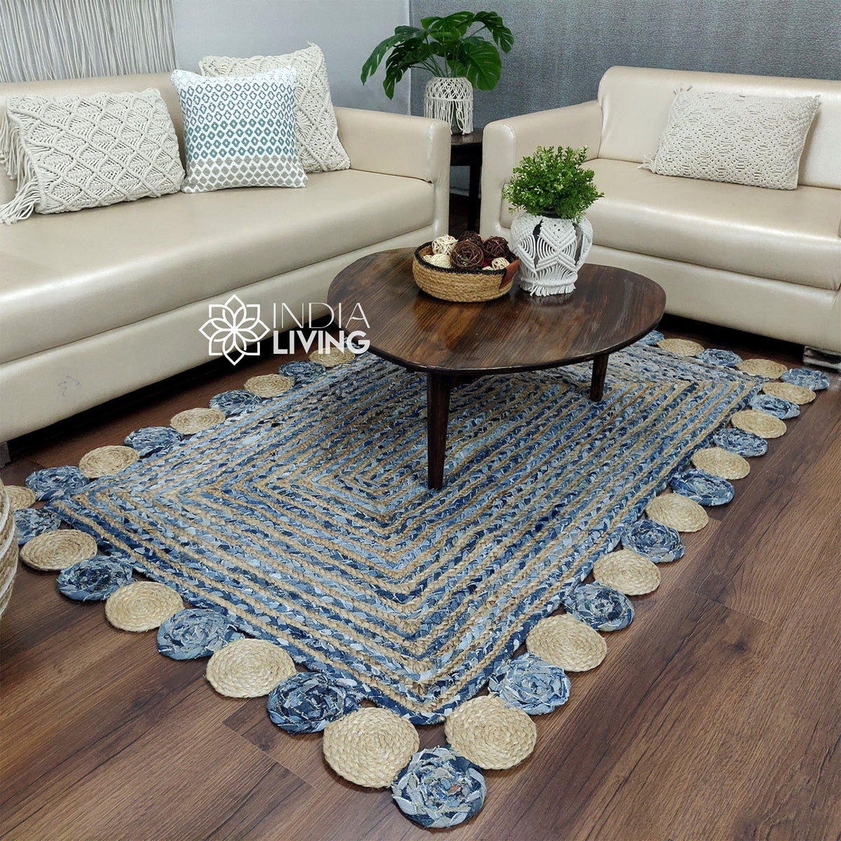 Chindi rug styled in living room