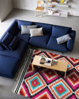 Kilim rug corner detail showing colourful weave pattern