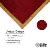Border detail of red jute rug