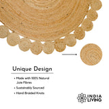 Edge detail of natural jute oval rug