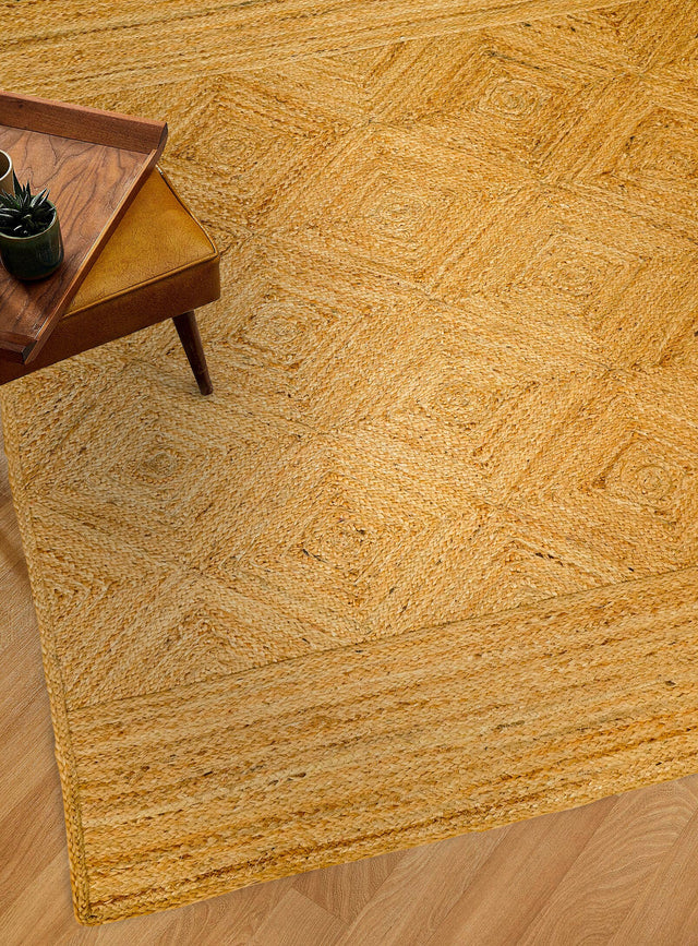 Natural jute braided rug flat lay
