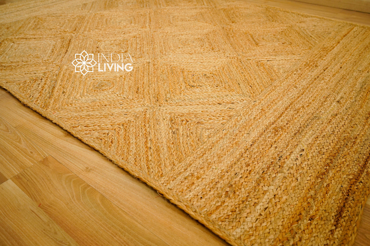 Natural jute braided rug flat lay
