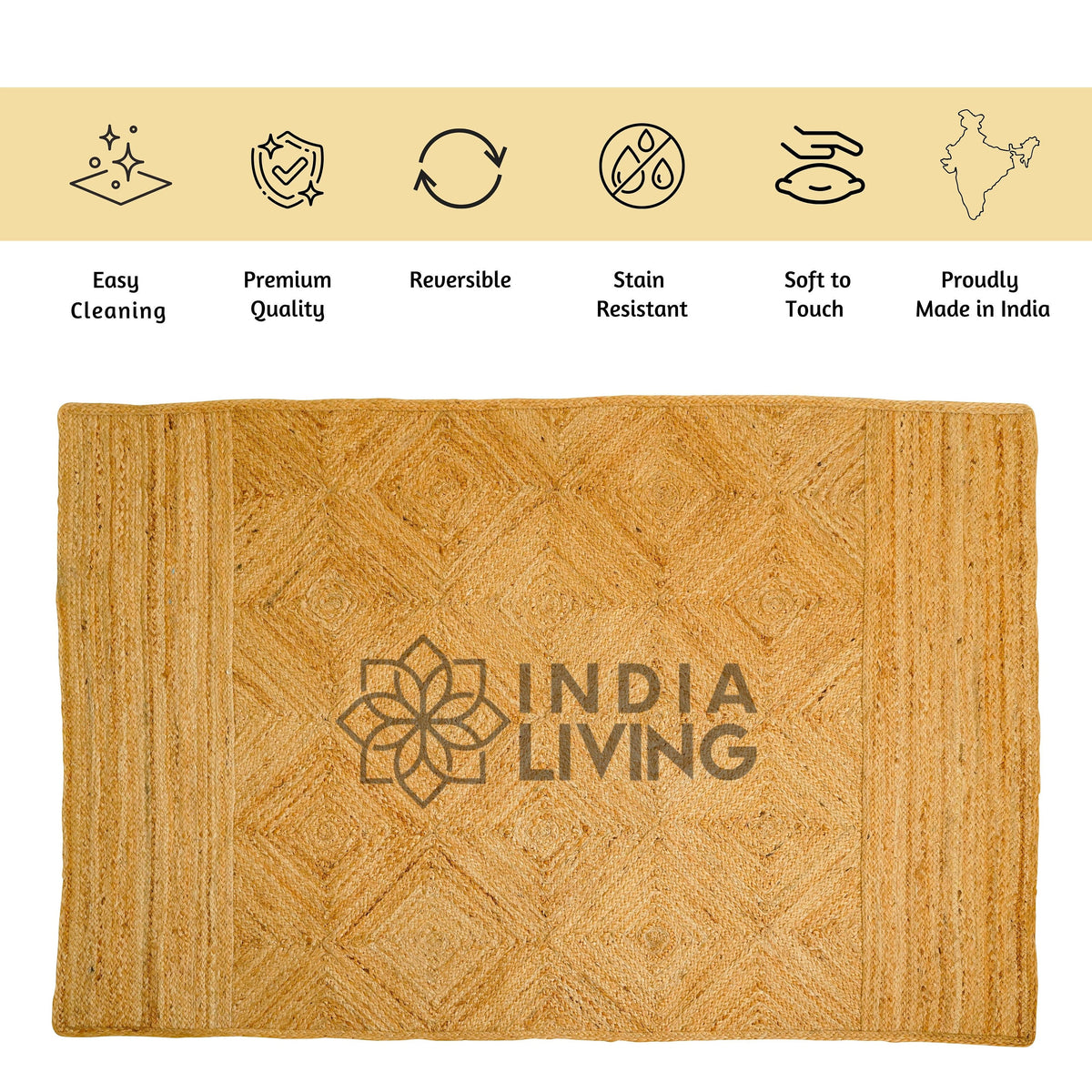 Jute rug corner detail with braid pattern