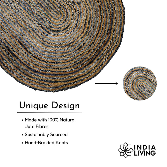 Chindi jute oval rug styled in a living room
