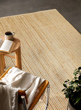 Close-up of white and natural jute stripe weave