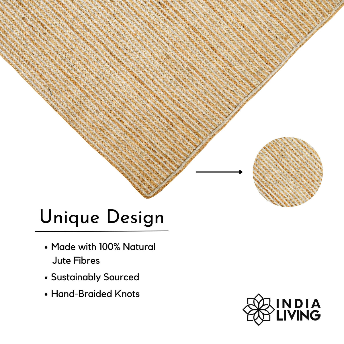 White jute rug corner detail