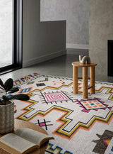 Ivory Aztec rug styled in a living room