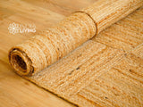 Jute area rug corner and edge detail