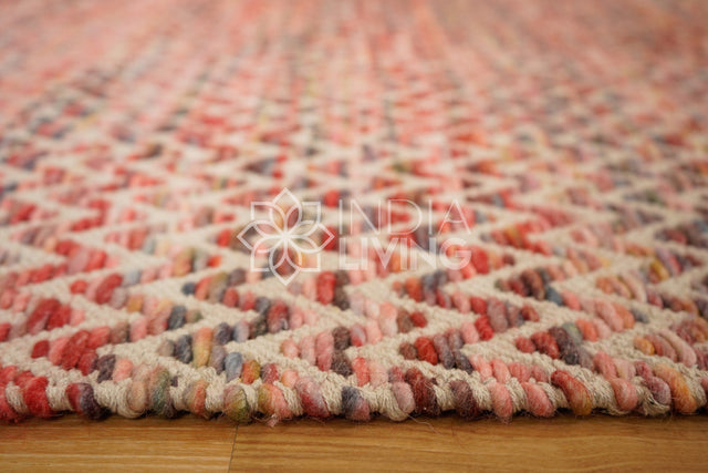 Abstract wool rug styled in a living room setting