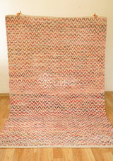 Overhead view of colorful zig zag wool pattern