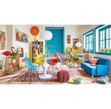 Rainbow kilim rug full flat lay top view