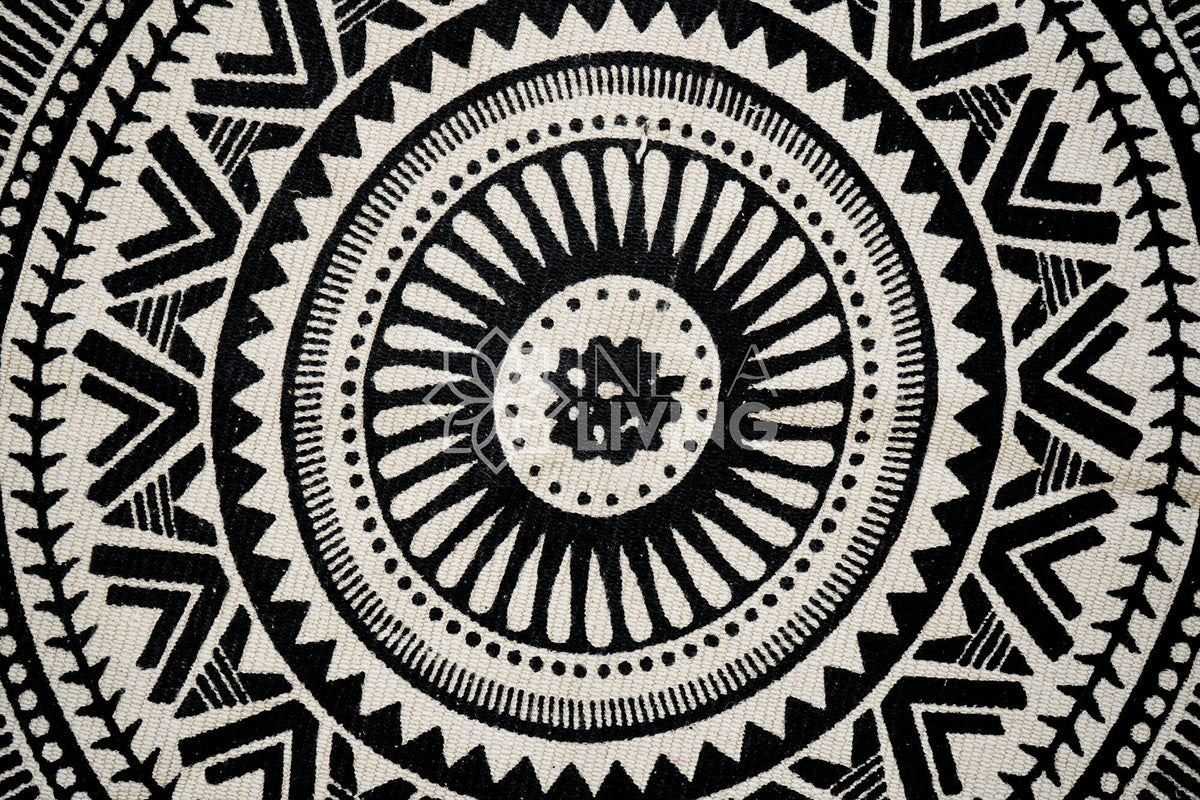 Round cotton mat placed in a bedroom