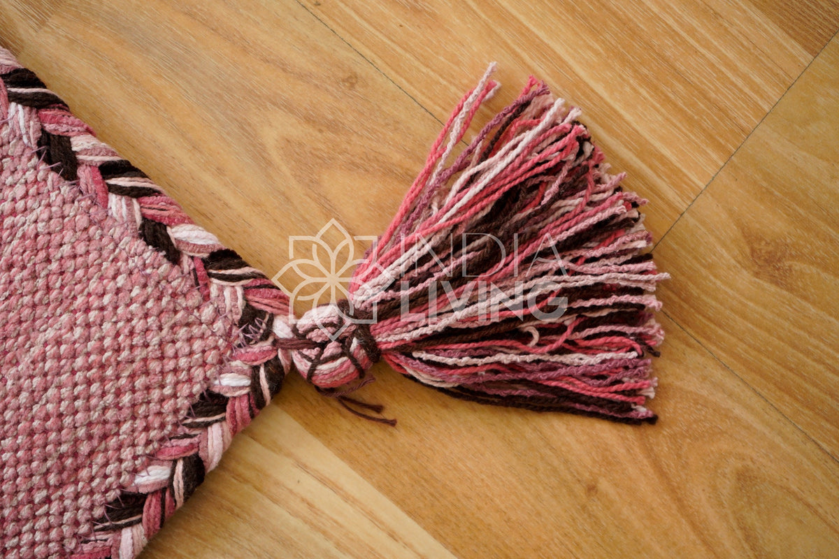 Pink kilim rug edge detail