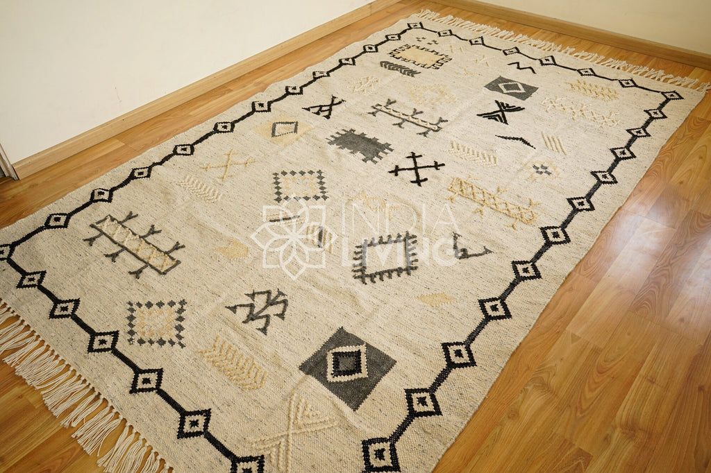 Tribal Aztec Pattern Rug, Indian Handmade, Living Room Rug ,eco friendly, Sustainable, Custom made 3x5 4x6 5x8 8x10 9x12 10x14