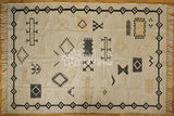 Aztec pattern rug fringe and braid detail