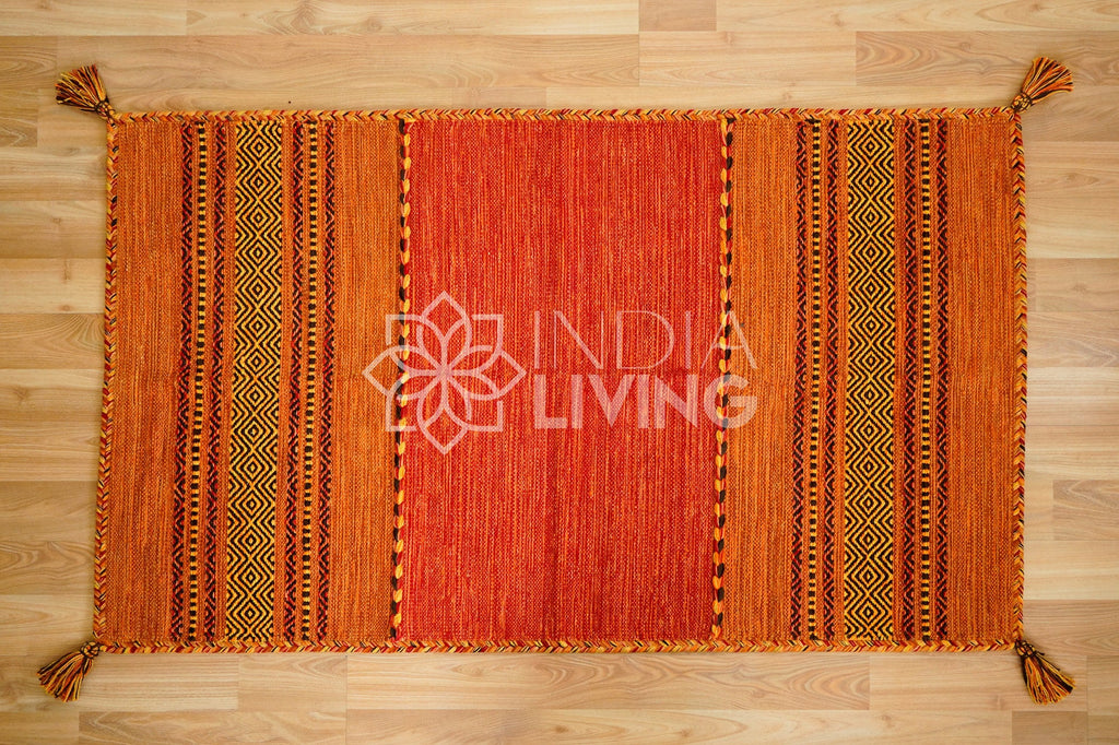 Orange Kilim Rug , Handmade Moroccan rug, Vintage carpet, Flat weave Area Rug for Living room, bedroom, Traditional , Artistic Decor