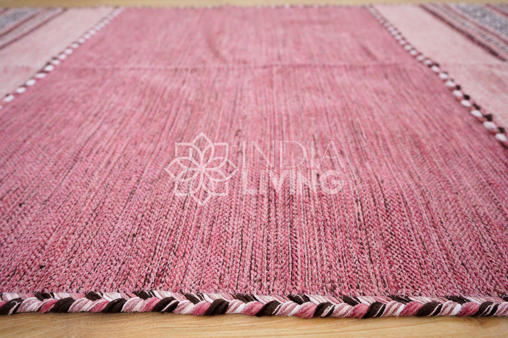 Pink Kilim Rug, Indian handmade Flat weave Bohemian Living Area rug, Ethnic, Moroccan Inspired Decor Carpet