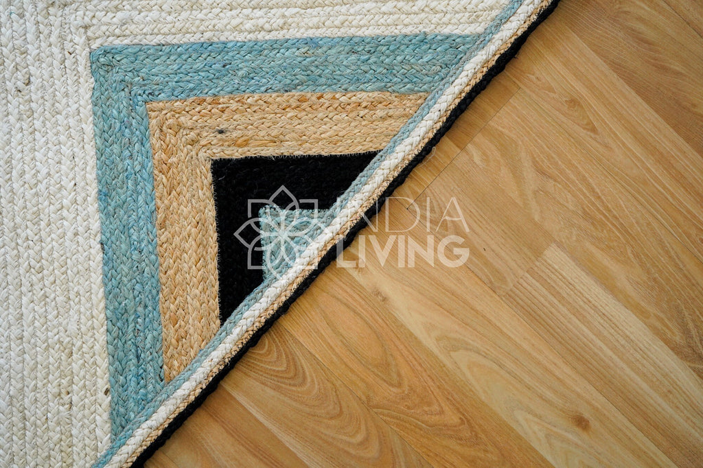 Geometric Abstract Jute Rug - Sustainable Design, Eco-Friendly Home Decor, Modern Living Room and Bedroom Rug