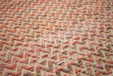 Close-up of low-pile wool texture on zig zag rug