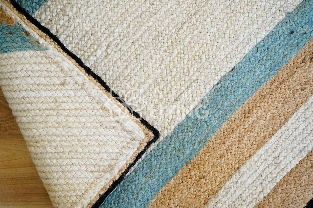 Geometric Abstract Jute Rug - Sustainable Design, Eco-Friendly Home Decor, Modern Living Room and Bedroom Rug