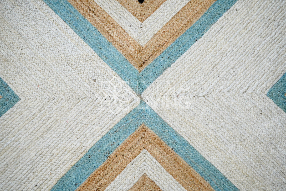 Jute rug edge detail with natural fiber texture