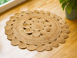 Round jute rug corner detail