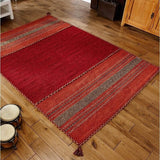 Red kilim rug with matching cushion covers