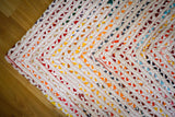 Rainbow rag rug shown in 3x5 ready-to-ship size